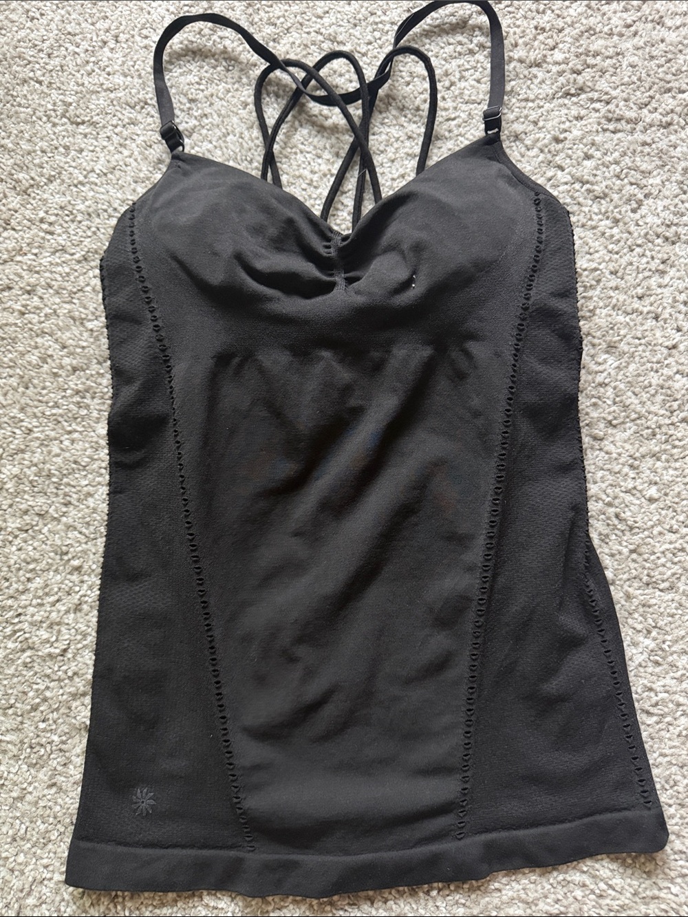 Athleta Black Seamless Strappy Tank Top Size S - Picture 4 of 6